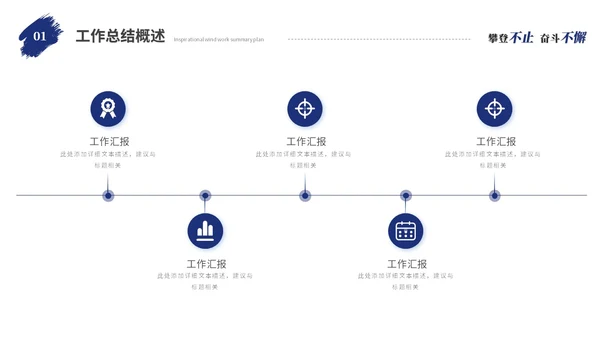 蓝色励志攀登笔刷风年度工作总结工作汇报述职报告ppt模板