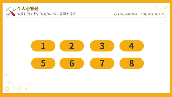黄色立体安全生产安全月知识竞赛PPT安全生产月