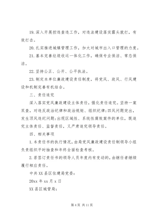 社区城管党风廉政责任书.docx