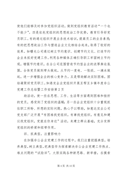 乡镇年度非公党建工作总结暨工作安排.docx