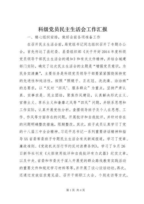 科级党员民主生活会工作汇报.docx