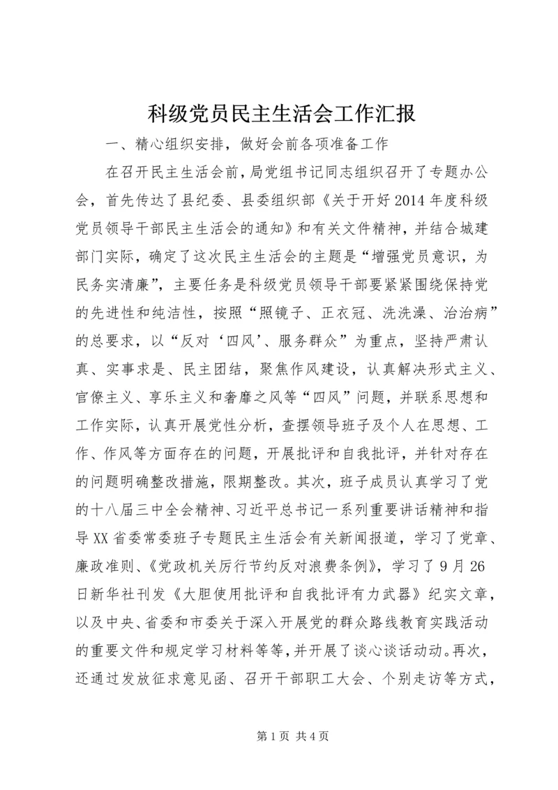 科级党员民主生活会工作汇报.docx