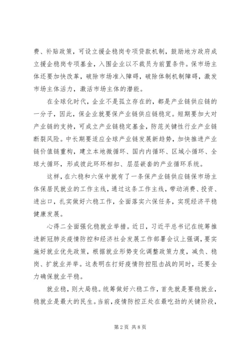 学习六稳六保党员心得范文多篇.docx