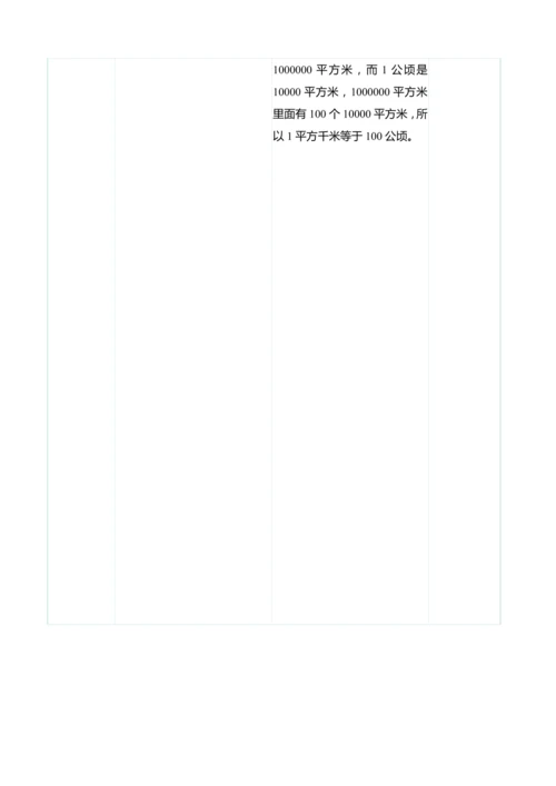 （大单元整体教学）2 公顷和平方千米（表格式）教学设计