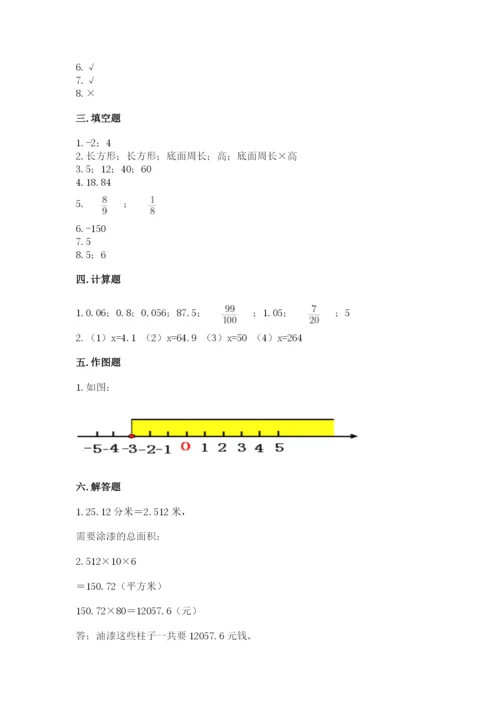 冀教版小学六年级下册数学期末检测试题及参考答案1套.docx