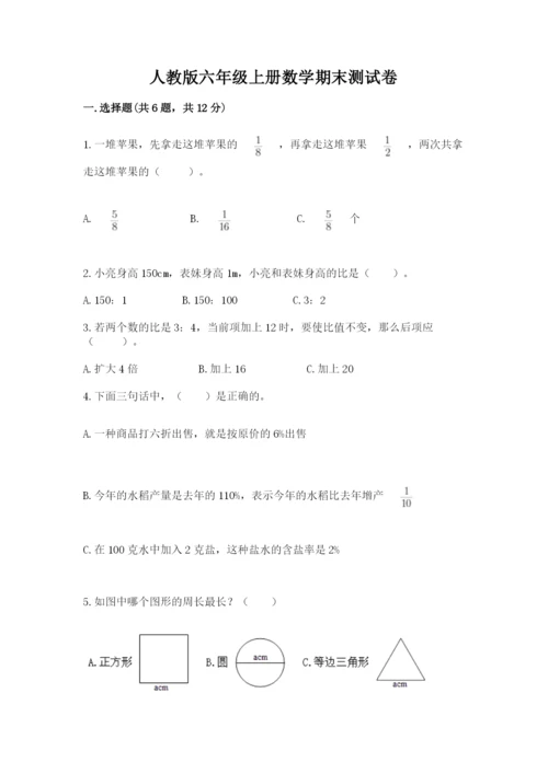 人教版六年级上册数学期末测试卷精品【网校专用】.docx