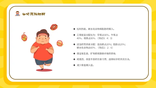 黄色卡通插画风511世界防治肥胖日宣传主题