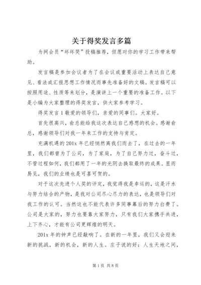 关于得奖发言多篇.docx