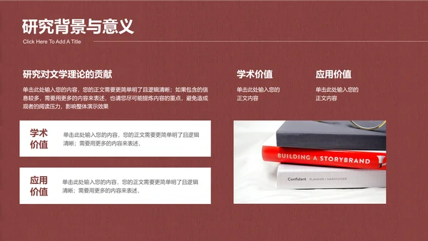 红色花卉复古小清新文学类专业开题报告PPT演示模板