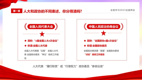 红色简约大气党课全面学习我国两会课件PPT