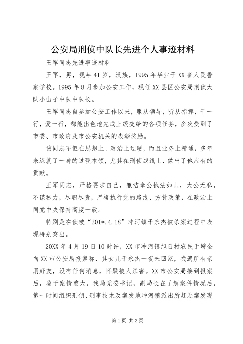 公安局刑侦中队长先进个人事迹材料.docx