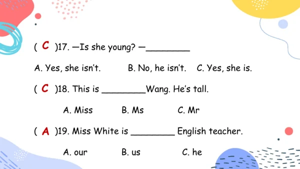 Unit 1  What's he like 单元复习(三)-语法+典型例题（共79张PPT）