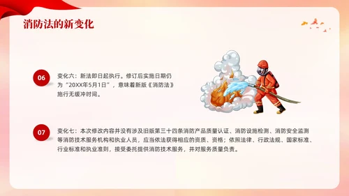 红色卡通遵守消防法规关爱生命安全PPT模板宣传PPT动态PPT全国消防日