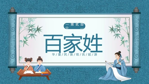 百家姓华夏民族姓氏起源姓氏PPT课件中国传统文化