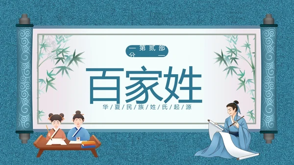 百家姓华夏民族姓氏起源姓氏PPT课件中国传统文化