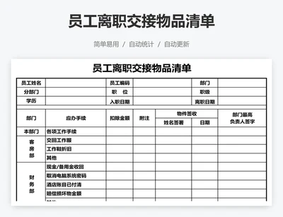 员工离职交接物品清单