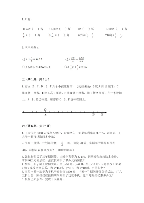 小学六年级下册数学摸底考试题精品（名师系列）.docx