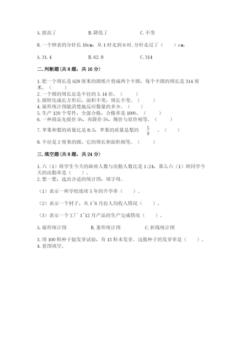 小学数学六年级上册期末测试卷【精练】.docx