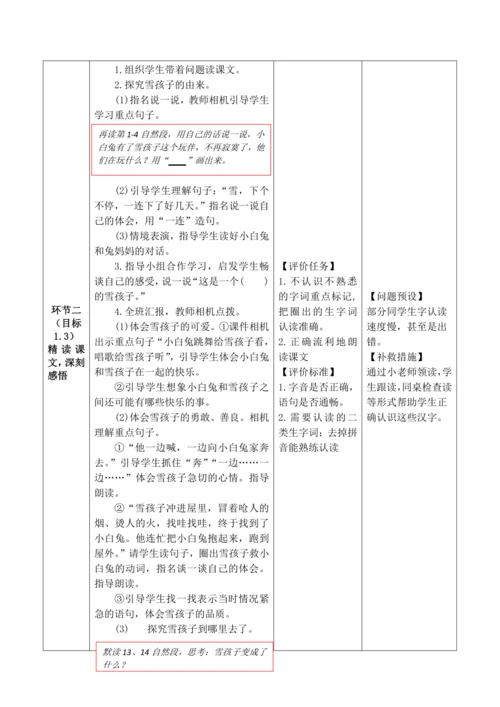 【大单元】21《雪孩子》第2课时 教学设计