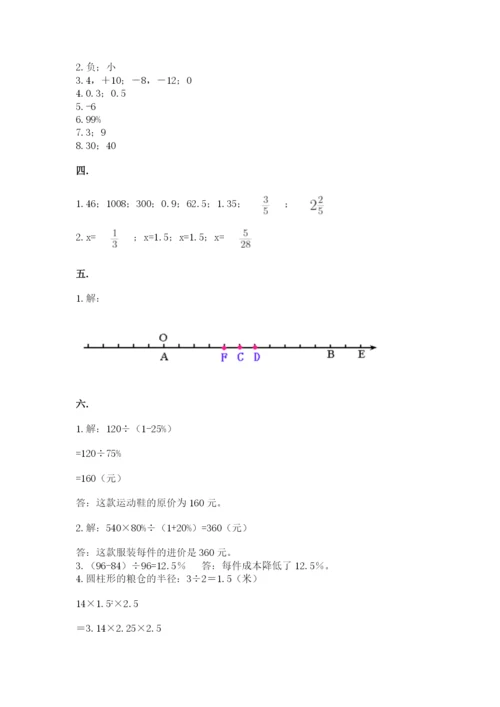 小学毕业班数学检测题及参考答案（满分必刷）.docx