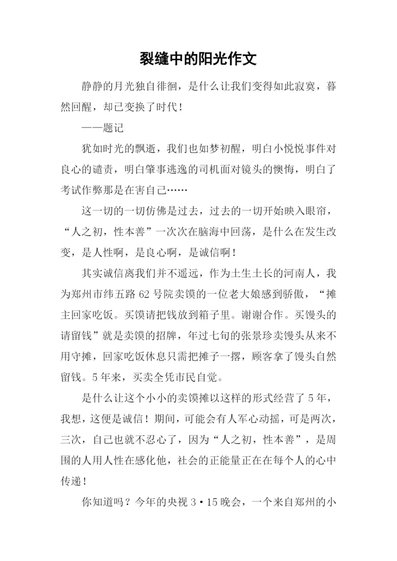 裂缝中的阳光作文.docx