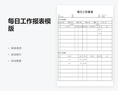 每日工作报表模版