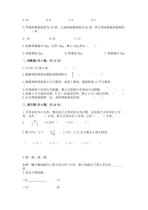 人教版六年级下册数学期末测试卷及答案【网校专用】.docx