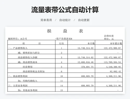 流量表带公式自动计算