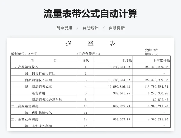 流量表带公式自动计算