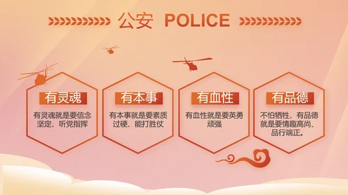 红色大气公安警察年终工作总结PPT