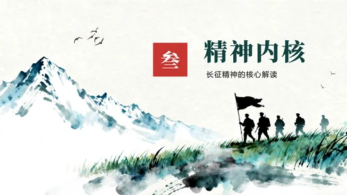 绿色水墨水彩中国风党史教育长征纪念日主题PPT模板