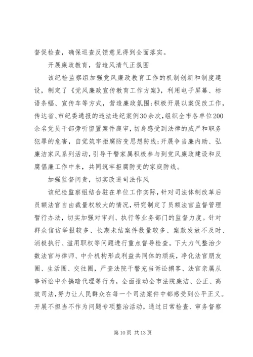 派驻法院纪检监察组工作总结和明年工作计划.docx