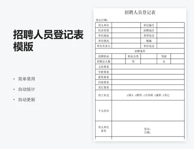 招聘人员登记表模版