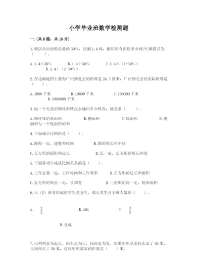 小学毕业班数学检测题含完整答案（典优）.docx