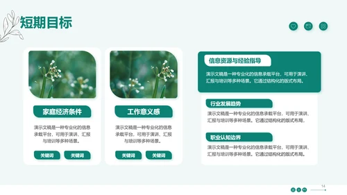 绿色小清新大学生职业生涯规划PPT模板