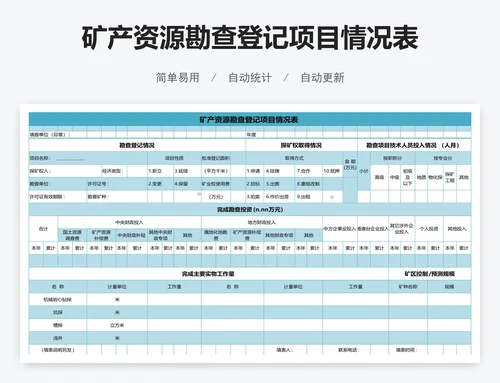 矿产资源勘查登记项目情况表