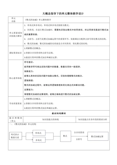 人教版七上第四章 单元整体教学设计