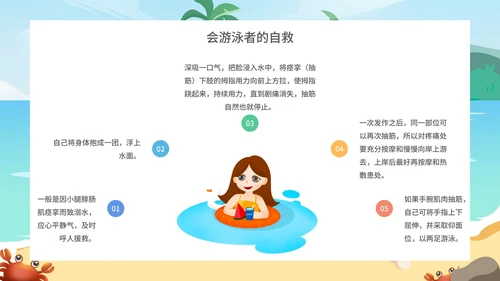 小清新卡通风防溺水安全教育PPT模板