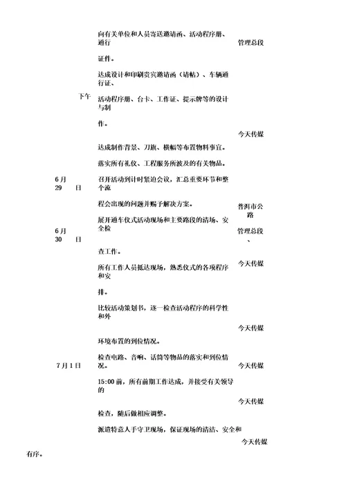 公路通车典礼仪式策划实施方案