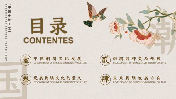 中国典雅刺绣通用PPT模板
