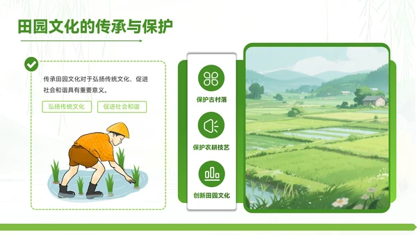 绿色清新风谷雨时节的诗意田园PPT模板