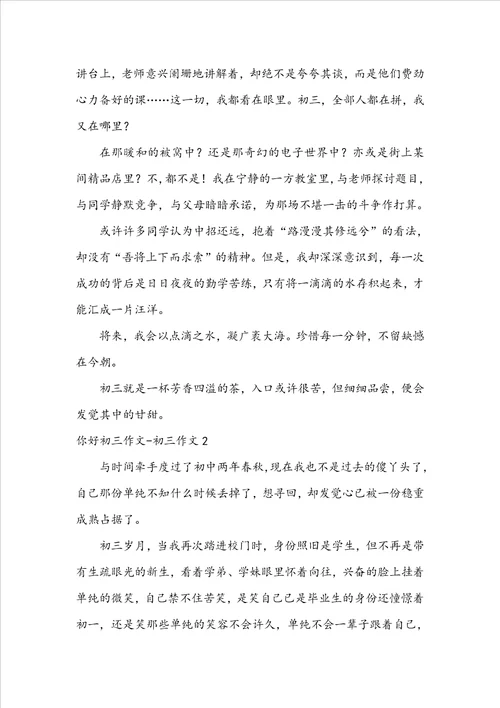 你好初三作文初三作文