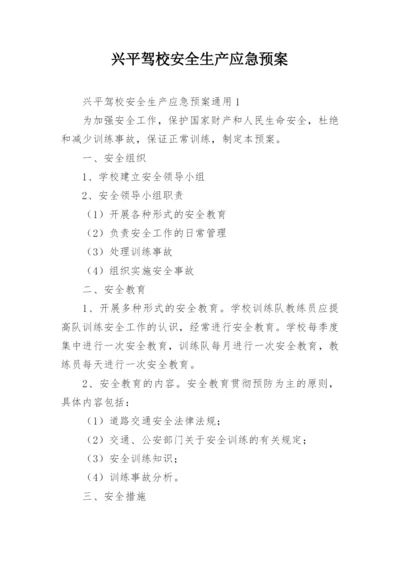 兴平驾校安全生产应急预案.docx