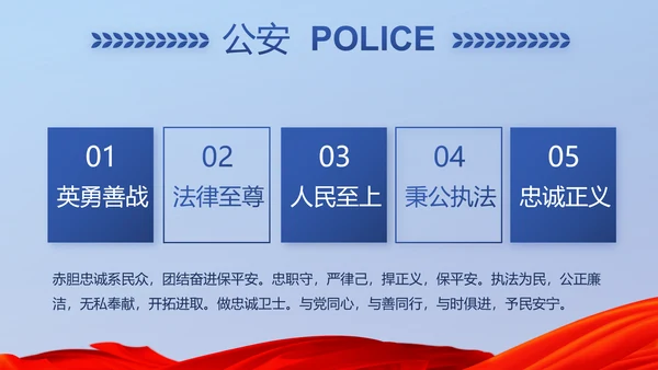 蓝色大气公安警察派出所演讲动态PPT