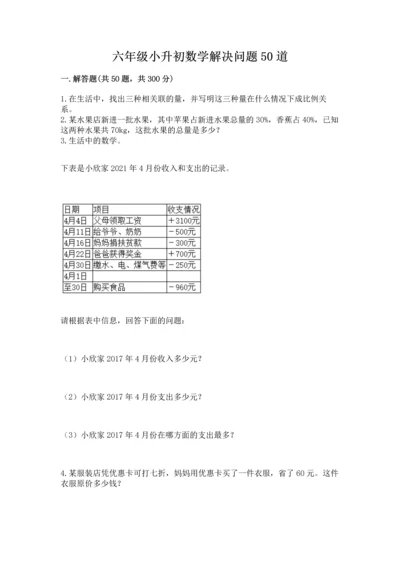 六年级小升初数学解决问题50道（黄金题型）.docx