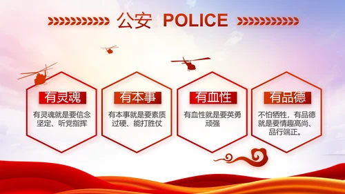 红色大气公安警察述职报告动态PPT模板