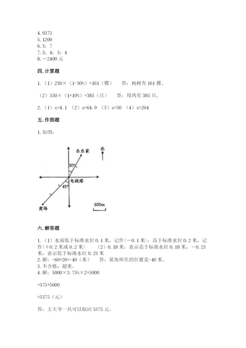 张家口市涿鹿县六年级下册数学期末测试卷及完整答案1套.docx