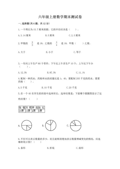 六年级上册数学期末测试卷含答案【培优b卷】.docx