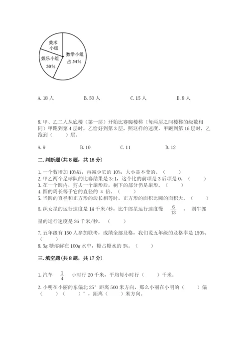 六年级上册数学期末测试卷及参考答案【突破训练】.docx