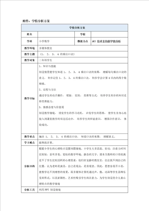 小学学情分析方案二年级数学